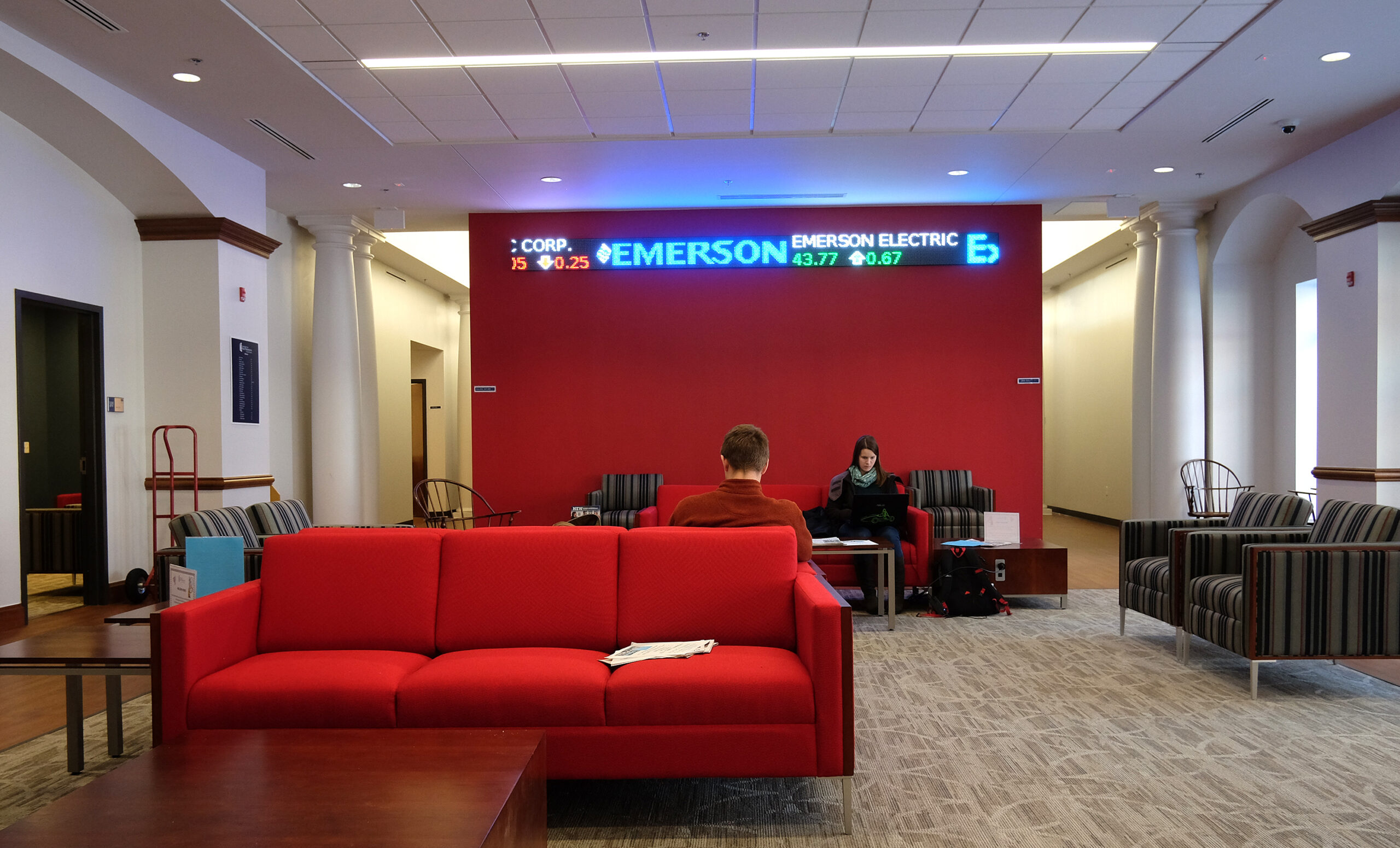 red couch study area